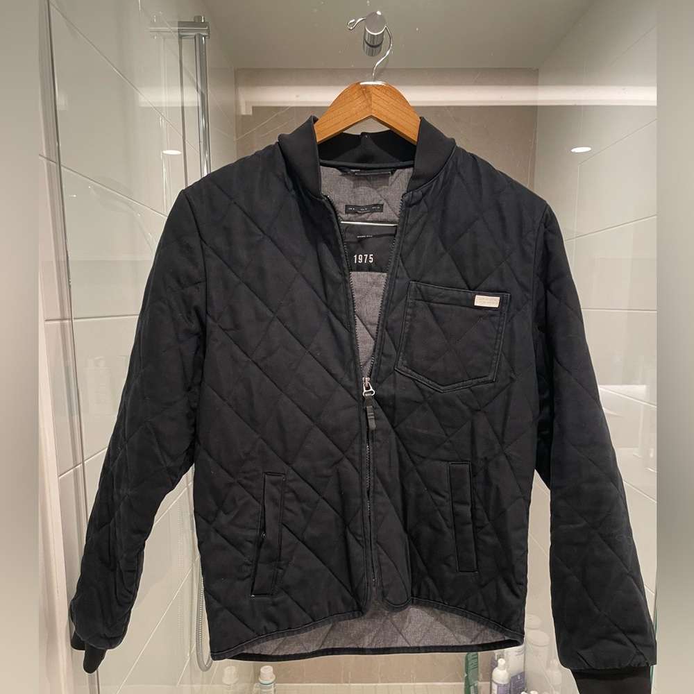 NEW Black Denim Quilted Jacket